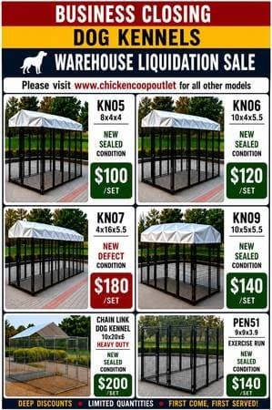 Warehouse Liquidation Sale Dog Kennels Large Selection up from $100