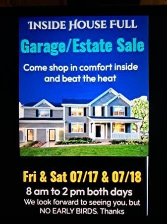 Huge INSIDE Garage Sale in Central 07/17 & 07/18, 8-2 Both days