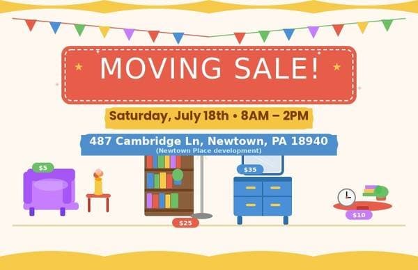 Moving Sale this Saturday! 🏡