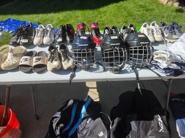Garage sale - sports equipment, games, golf balls, sports cards