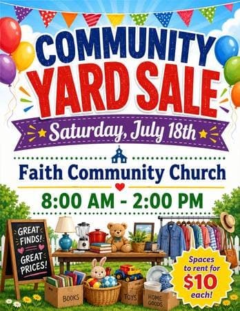 BIG community yard sale-All Set for Saturday!!