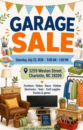 Moving Abroad Garage Sale! 7/25/26
