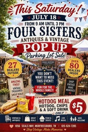 Pop-up Parking Lot Sale at Four Sisters Antiques & Vintage