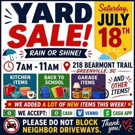 NEW ITEMS ADDED! Make This Your FIRST Yard Sale Stop!